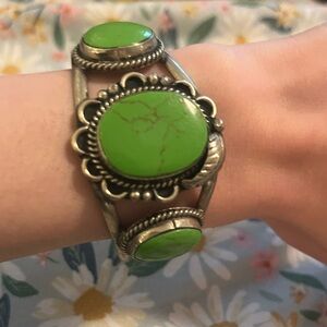 Green Stone Silver Bracelet